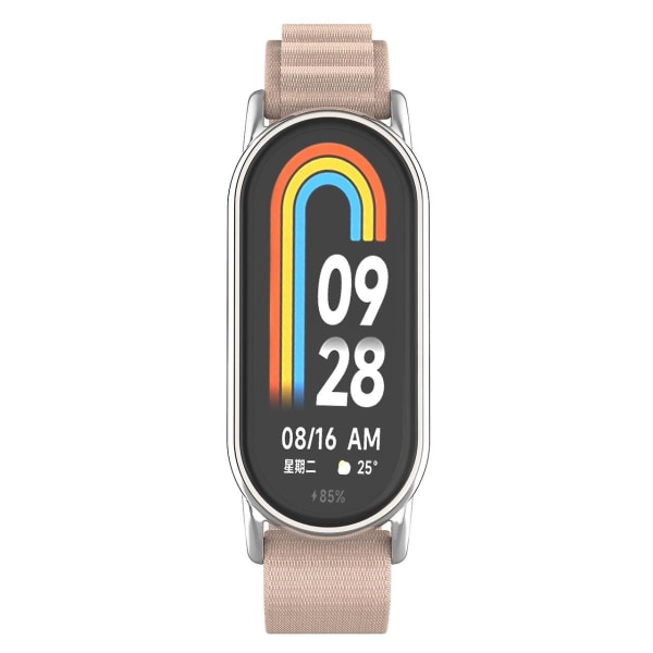 Watch för Xiaomi Smart Band 8 Nylon med silverkontakt Apricot