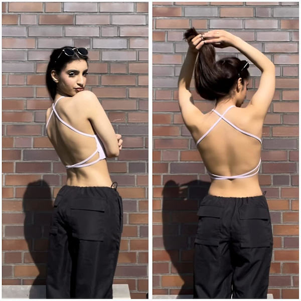Sport-BH för kvinnor, sexig bustier, vadderad push-up-BH, korsryggs-sport-BH, utan bygel, för yoga, gym Purple S