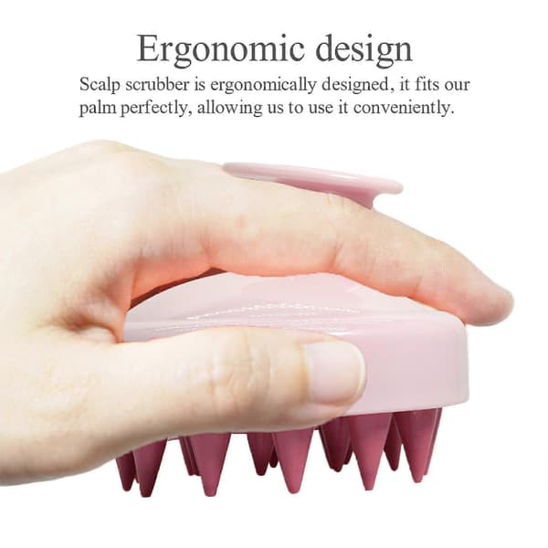 Hårbottenmassageborste med mjuka silikonborst för vått och torrt hår, ergonomiskt grepp