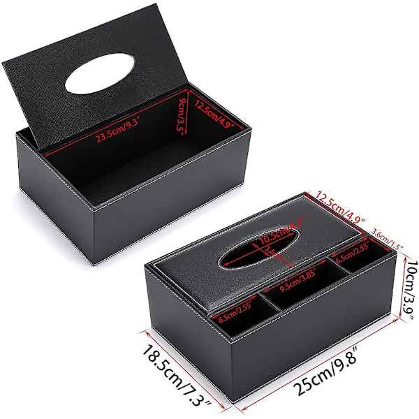 PU Læder Rektangulær Kleenexboks Cover - Multifunktionel Kleenexboks Holder med Papirvarer Fjernbetjeningsboks, Dekorativ Kleenex Pen Fjernbetjenings Organizer