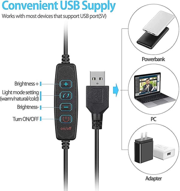 6.3' Laptop Selfie Ring Light, Acsergery Dæmpbar 3 Tilstande 10 Lysstyrkeniveauer Mini Desktop LED Lampe Gave