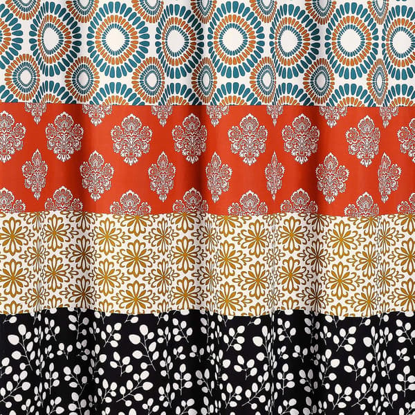 Boho Stripe Färgglad Fet Design Duschdraperi, 35\" X 72\", Turkos & Orange (1 Del)