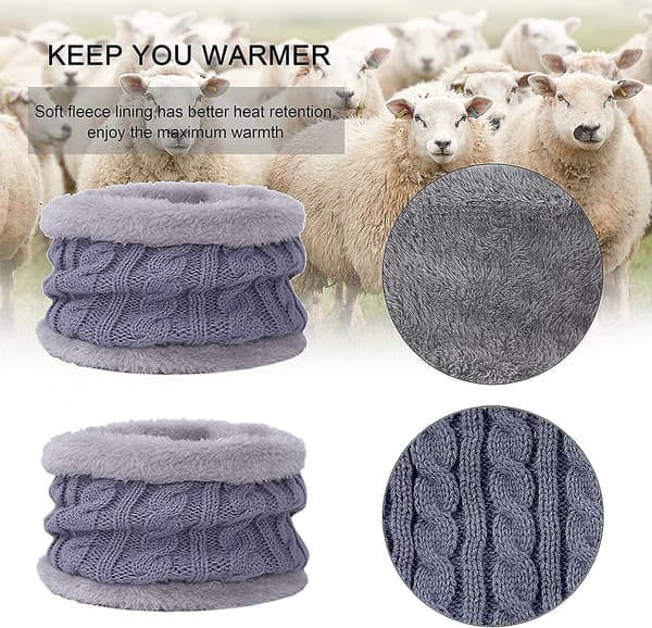 Barn Vinter Varma Mössa Halsduk Set 2-3 Delar Unisex Termisk Stickad Fluffig Present