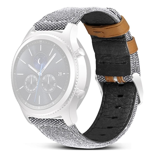 22mm Canvas-belagd läderjusterbart armband för Huawei Watch GT 3 Pro 43mm/46mm /Watch GT 2 Pro White