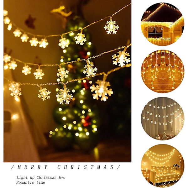 Snefnug Julemand Lyskæde 3m 20 stk. LED String Light Gardin Romantisk Dekoration
