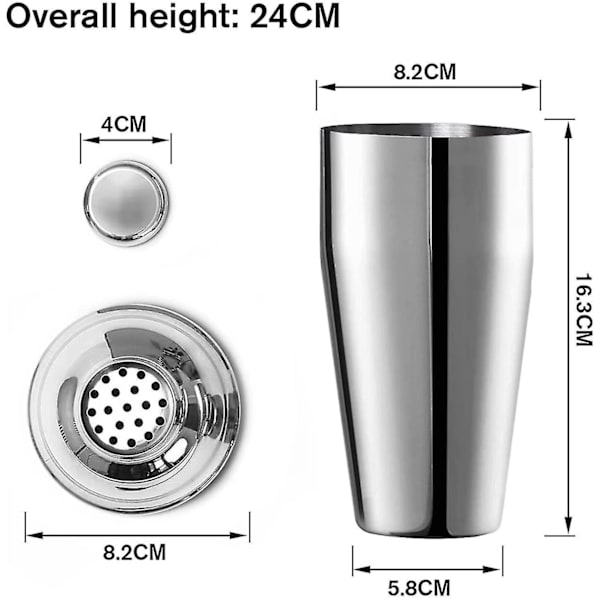 550 ml Cocktail Shaker Juomasekoitin Martini Shaker Sisäänrakennetulla Siivilällä Ammattimaiset Ruostumattomasta Teräksestä Valmistetut Baaritarvikkeet