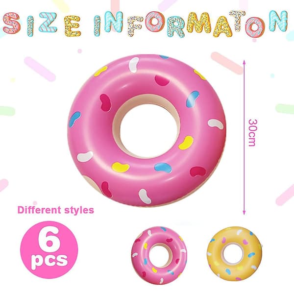 6 st uppblåsbara pool donuts mini donut uppblåsbara leksaker liten simring för barn style4
