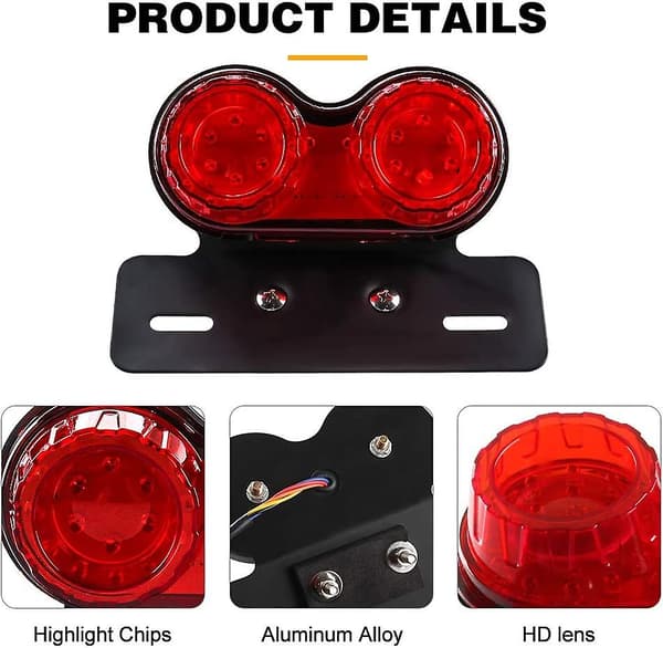 Motorcykel LED Baglygte Bremse Blinklys Nummerpladeholder