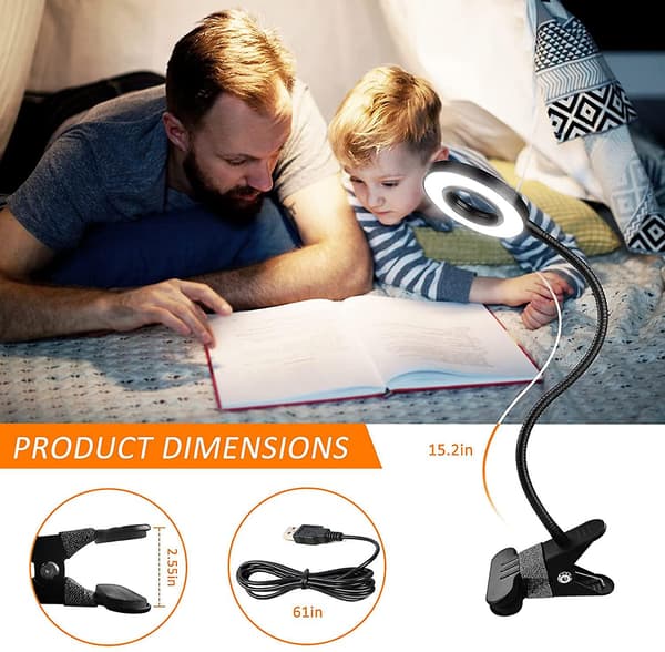 LED Skrivebordslampe, Clip-On Læselampe, Boglampe