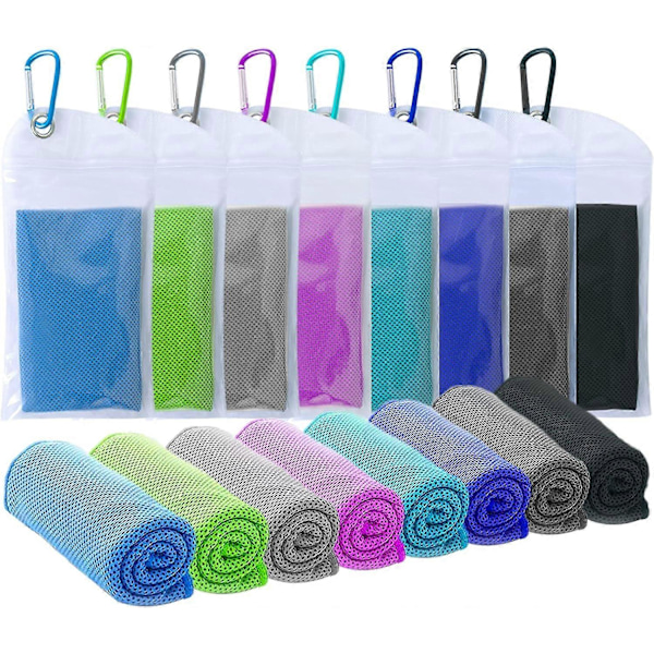 4 Pakker Kølehåndklæde (40x12) Is Håndklæde Blødt Behageligt Håndklæde Mikrofiber Håndklæde til Yoga Golf Sport Gym Træning Camping Fitness Udendørs Aktiviteter Blå/ Grå