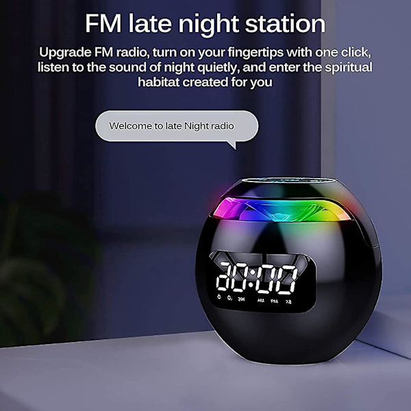 Bluetooth-högtalare. Bärbar högtalarväckarklocka med FM-radio. LED-display