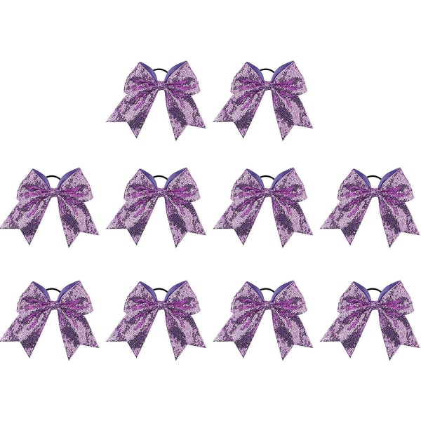 10 kpl 20 cm Glitter Cheer -rusetteja tytöille, taaperoille, teineille, senioreille ja korkeakouluopiskelijoille Purple