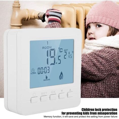 Smart LCD-skærm Varmetermostat Programmerbar Rumtemperaturregulator til Vægmonterede og Gulvstående Kedler