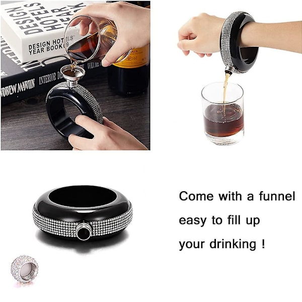 Armband Flask Bangle Flasks Kreativt Rostfritt Stål Och Höftkolv diamondblack