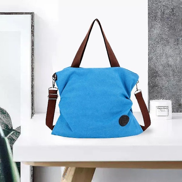 Canvas Messenger Taske Skuldertaske, Blå Fritidsmode Kunstnerisk Canvas Taske