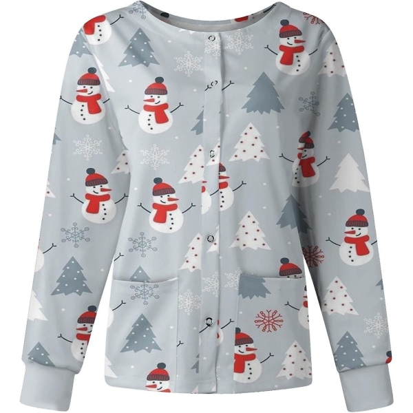 Dame Skrubjakke Trykt Jul Trykte Skrubjakker For Kvinner Høst Skrub Topper Jul Grafisk Sykepleiejakker 3XL F