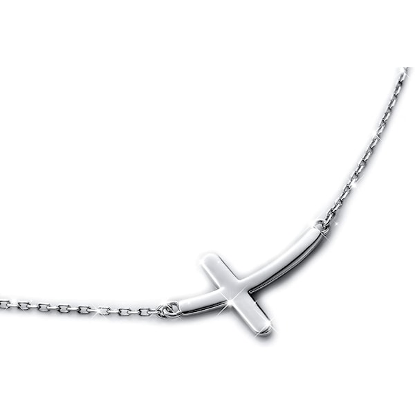 Sideways Kors Armbånd S925 Sterling Sølv Koncist Klassisk Kors Armbånd
