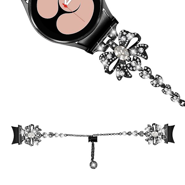 Rhinestone Bowknot Remrem til Galaxy Watch4 40/44mm / Watch 5 40/44mm / Watch4 Classic 42/46mm Black