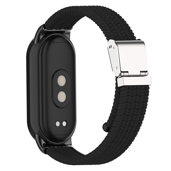 För Xiaomi Smart Band 8 flätad nylon klockarmband justerbart spänne elastiskt band Black