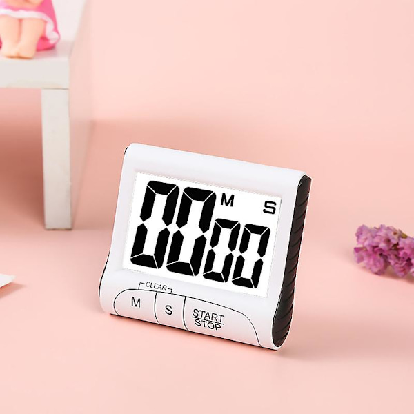 Digital Kök Timer, Stor Siffra Kök Timer Och Nedräkning, Kök Klocka/Kök Alarm Med Baksida, Lcd-Display, 2pack(vit)