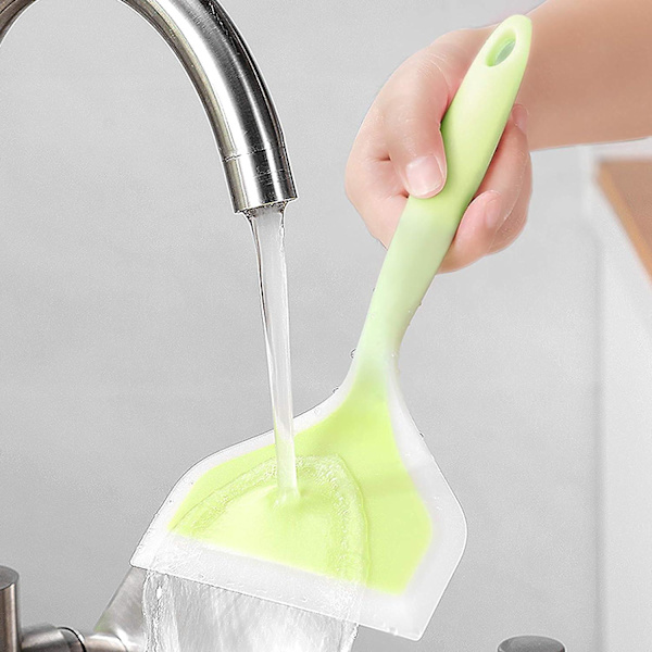 Silikonspatel pannkaksspade omelettspatel vändare för ägg fisk pannkaka pizza och biff bred mjuk pizzaspade non-stick värmebeständig kök Clear Green Large