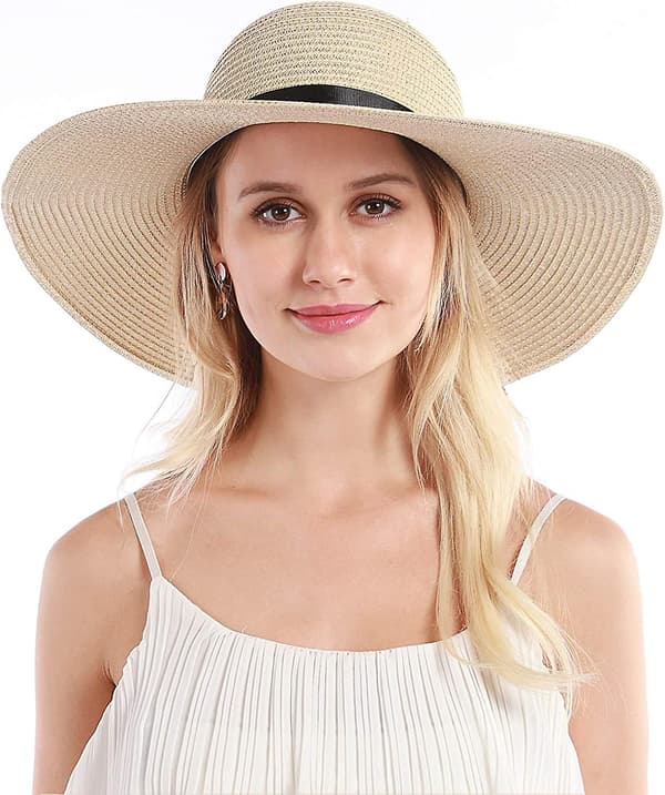 Dame Solhat Stråhat Bredskygget Slap Strandhat Justerbar Solhat til Kvinder Upf 50+ Style 1