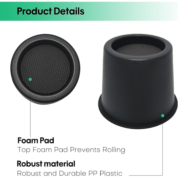 4 tum runda sänghöjare, tunga möbelhöjare, lyfter upp 3,35 tum för möbelhöjare för sängbordssoffa sovsalslyftar lyfthöjare block Black 6 Pcs 4 in  6pcs