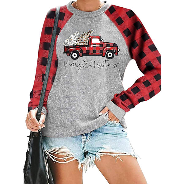 Merry Christmas Sweatshirt til Kvinder - Langærmet Juleprint Top M