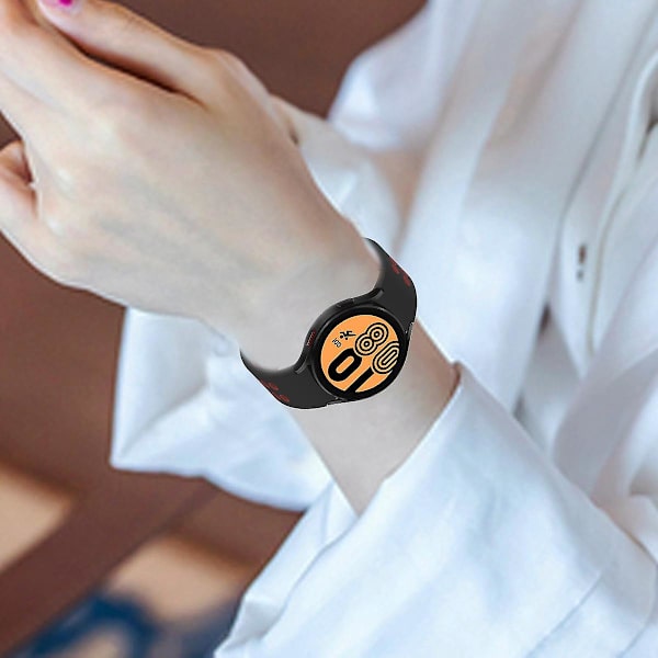 20mm silikoniranneke Samsung Galaxy Watch 5 40mm/44mm / 5 Pro 45mm -kelloon, kaksoisreikäsoljella Black   Red
