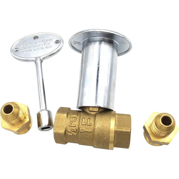 1/2-tommers Rett Kvartsving Stengeventilsett for NG LP Gasspeiser med Kromflensnøkkelventil med 3/8\" Flare-adaptere
