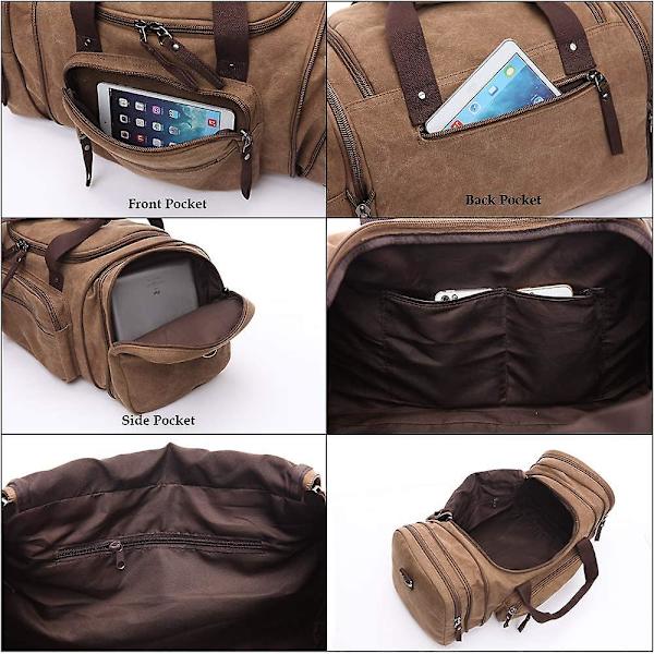 Duffle Bag, Acsergery Unisex Canvas Weekendtaske, Acsergery Stor Rejsetaske Rejse Håndbagage Duffle Gave