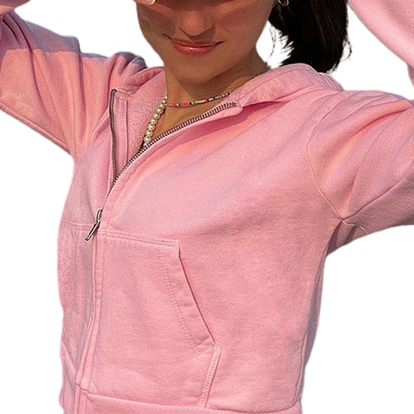 Dam Cardigan Sweater Hoody Mode Pure Color S M L Jacka Pink M
