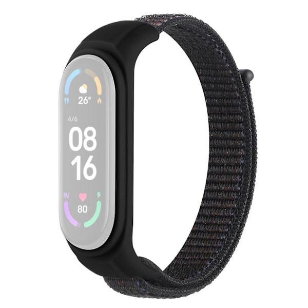Nylon Sport Anti-förlust Band för Xiaomi Mi Band 3/Band 4/Band 5/Band 6/Band 7 med Silikon Klockfodral Official Black