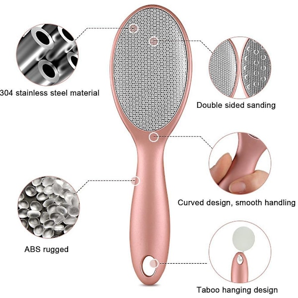 Fodrasp Fodfil Fodpleje Pedicure Metaloverfladeværktøj til fjernelse af hård hud, fil i rustfrit stål rose gold