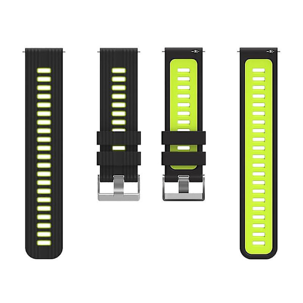 20mm Silikon Sportrem For Samsung Galaxy Watch6 40/44mm/Watch 4/5 40/44mm /5 Pro 45mm Dobbelt Farge Black  Grass Green