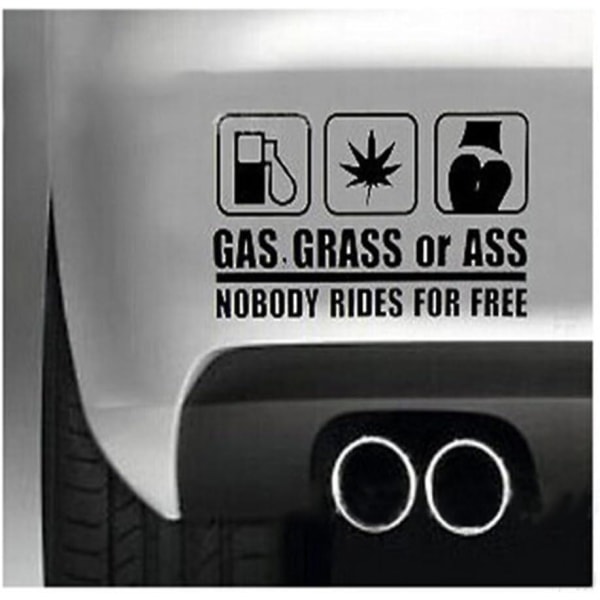 Set med 5 gasgräs eller åsna Ingen rider gratis bil-dekal Inga gratisresor Vit