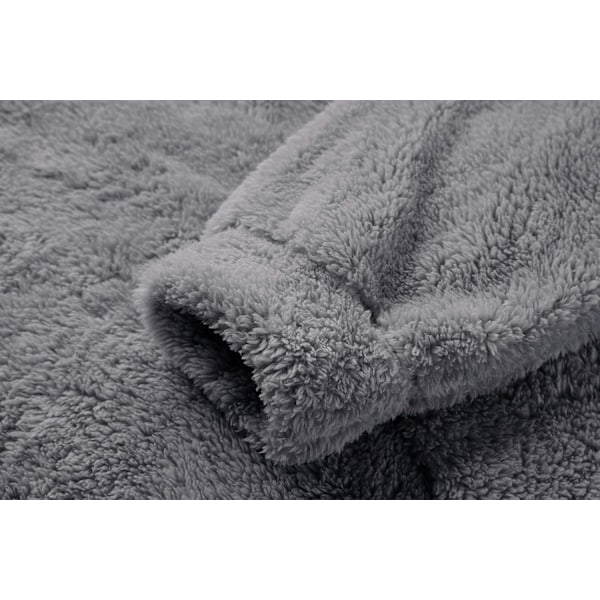 Herr & Dam Wearable Plädtröja Fuzzy Sherpa Oversized Mysig Tröja med Huva Jätte Stor Fick Pläd med Ärmar Grå, Stor Green
