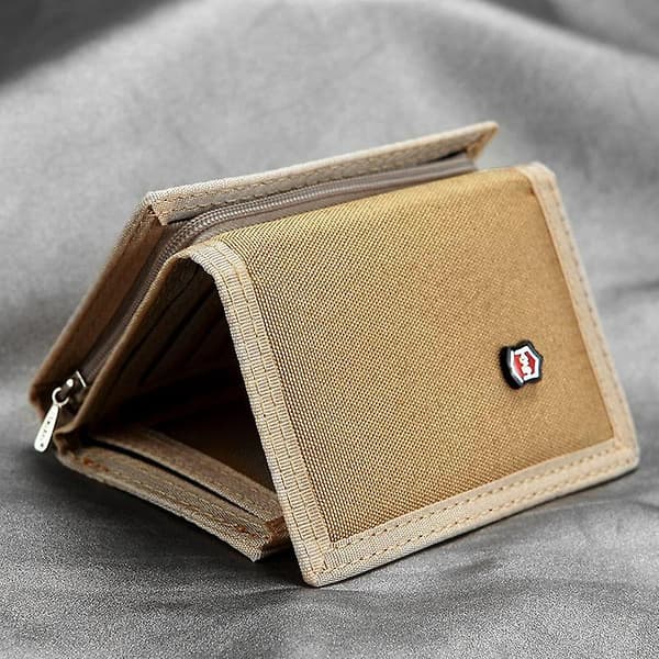 Herr Trifold Slitstark Canvas Plånböcker Kontanter Myntficka Kortväska