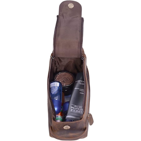 Premium Buffalo Læder Unisex Toilettaske Sæt (distressed Tan) Distressed Tan