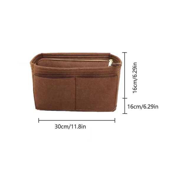 2023 Ny Bedste Rabat Rejse Organizer Håndtaske Filt Taske Tote Liner Pung Pose Indsats Kvinder 3 Størrelser Brown 30*17*18