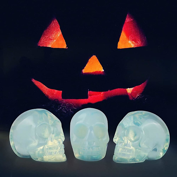 2.0\" Opalite Kristallikallo Pää Koriste Patsas Kristallit Ja Parantavat Kivett, veistetty Kallo Halloween Koriste Figuriini Keräily Reiki Veistos Keittiöön