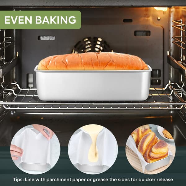 Onader Brødformsett med 2, Rustfritt stål 2lb Brødform, Rektangulær Kakeform for Baking av Bananbrød/Kjøttpudding/Lasagne, Sunn og Robust