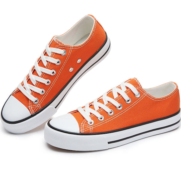Dam Canvas Mode Sneakers Söt Låg Topp Skor Bekväma Canvas Walking Flats För Dam EU 42 orange