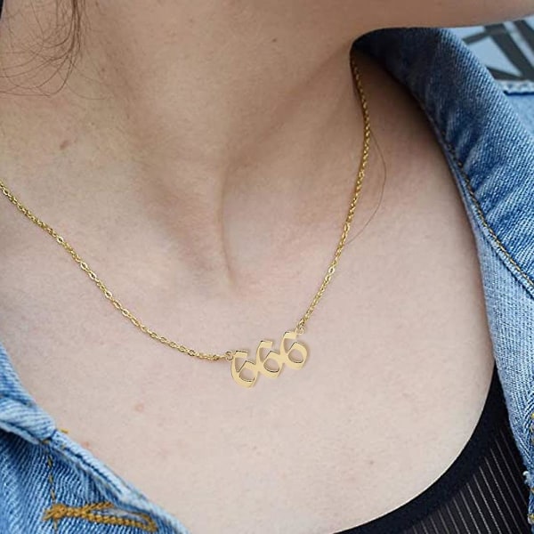 Golden Angel Number Halsband. Gammal engelskt nummerhalsband 666