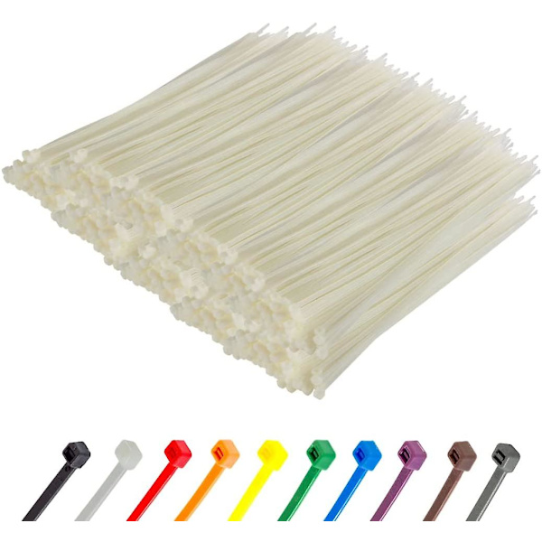 Små lilla kabelbinder, 100 mm x 2,5 mm, bulkpakke med 1000, 4\" Premium nylon White 200mmx4.8mm