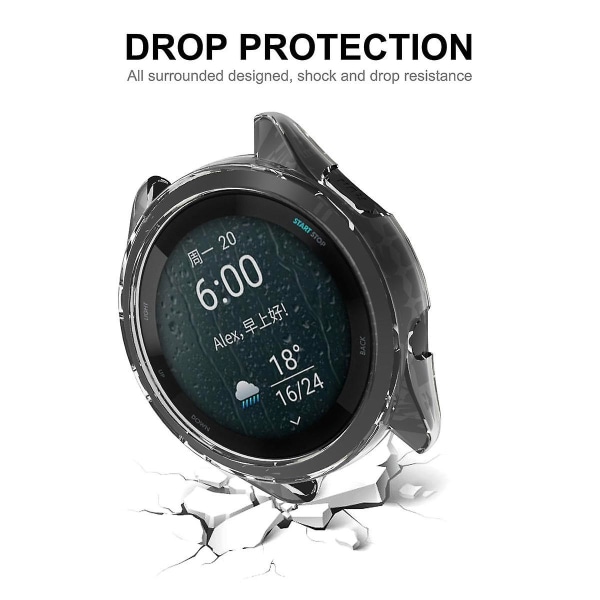 Til Garmin Forerunner 265 Urkasse Anti-drop Transparent TPU Urramme Cover Blue