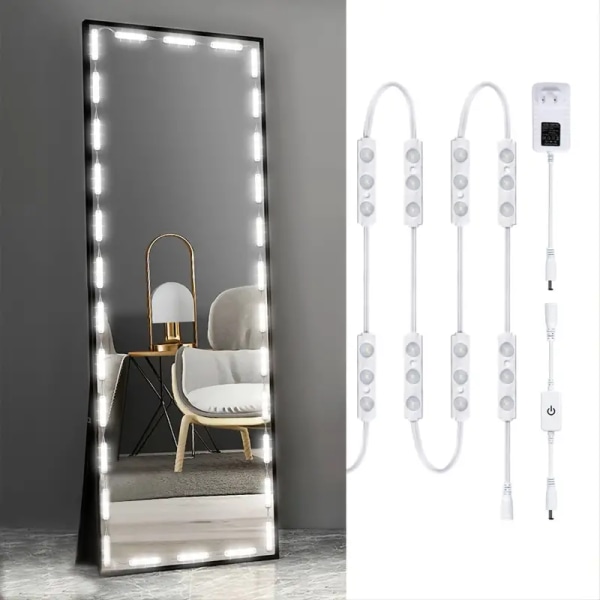 Hollywood Glam LED-meikkivalosarja, 3 m himmennettävät meikkipeilivalot, koko vartalon peiliin ja kylpyhuoneen peilivalaistukseen, pistokkeella