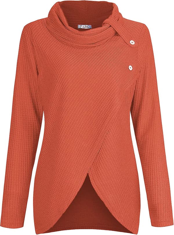 Dam Turtleneck Cowl Neck Jumper Stickad N Asymmetrisk Wrap Toppar Lättvikts