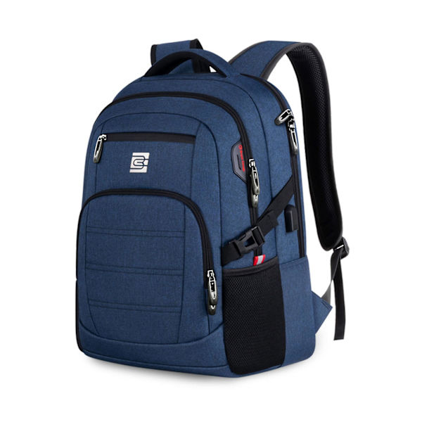 Sales 1w+ Kannettavan tietokoneen reppu, liikematkailu varkaudenesto ohut kestävä kannettavan tietokoneen reppu USB-latausportilla Blue 18inch