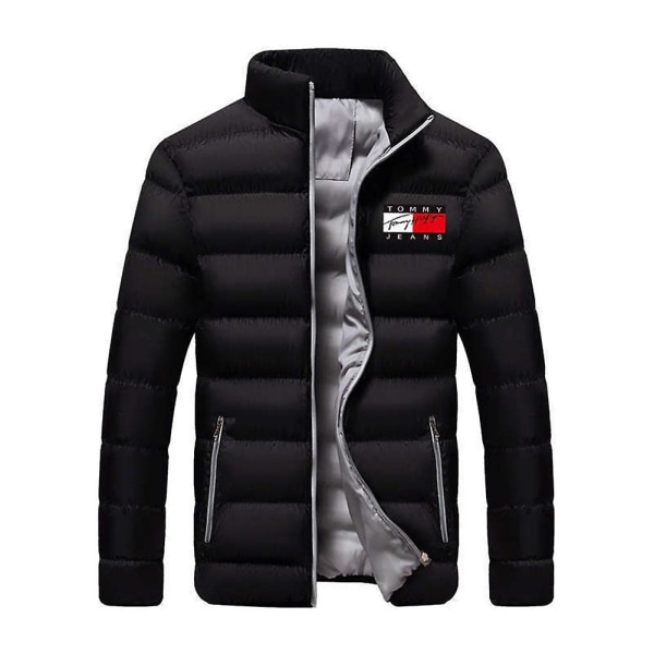 Herre Vatteret Frakke Mellemlang Tyk Dunjakke Vinter Varm Frakke Fitted Fit Wine Red 4XL